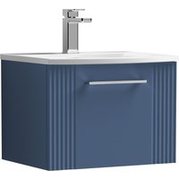 Balterley Wall Hung 1 Drawer Vanity Unit - Curved Basin 500mm, Satin Blue