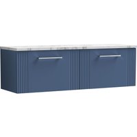 2 Drawer Wall Hung Vanity Unit Marble Laminate Worktop 1200mm