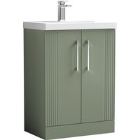 Balterley Floor Standing 2 Door Vanity Unit - Mid-Edge Basin 600mm, Satin Green