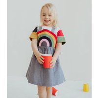 + Rainbow Stripe Bib Pini Dress m