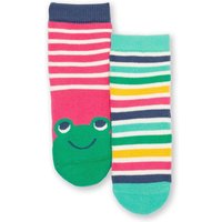 Kite Girl's Frog Face Grippy Socks Pink | Size: 0-6 m