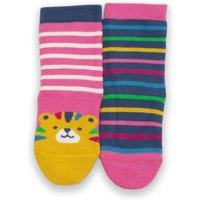 Kite Girl's Tiger Face Grippy Socks Blush | Size: 0-6 m