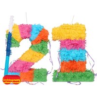 Fax Potato 21st Birthday Pinata Set with Stick & Blindfold - Blue Stick