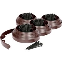 Harbour Housewares 40m Flexible Plastic Lawn Edging Path Grass Border with Plastic Pegs in Brown