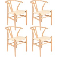 Nicholas Winter 4x Black Beech Wood Scandi Danish Style Dining Chairs - Solid Wood Chairs in Natural