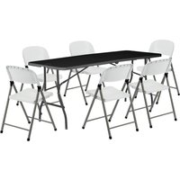 Harbour Housewares Folding Camping Picnic Table & Chair Set - 180cm (6ft) in Black