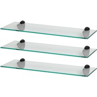 Harbour Housewares 3x Floating Glass Shelves - 60cm - Bathroom Shower Storage Display in Black