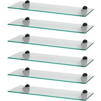 Harbour Housewares 6x Floating Glass Shelves - 60cm - Bathroom Shower Storage Display in Black