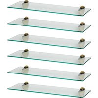 Harbour Housewares 6x Floating Glass Shelves - 60cm - Bathroom Shower Storage Display in Gold