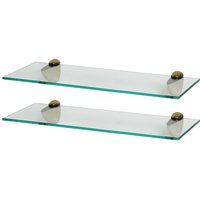 Harbour Housewares 2x Floating Glass Shelves - 50cm - Bathroom Shower Storage Display in Gold