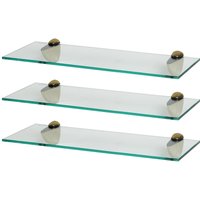 Harbour Housewares 3x Floating Glass Shelves - 50cm - Bathroom Shower Storage Display in Gold