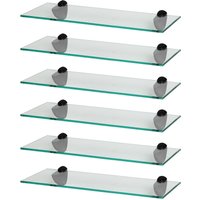 Harbour Housewares 6x Floating Glass Shelves - 50cm - Bathroom Shower Storage Display in Black