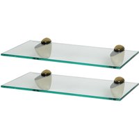 Harbour Housewares 2x Floating Glass Shelves - 40cm - Bathroom Shower Storage Display in Gold