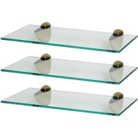 Harbour Housewares 3x Floating Glass Shelves - 40cm - Bathroom Shower Storage Display in Gold