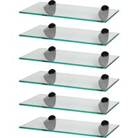 Harbour Housewares 6x Floating Glass Shelves - 40cm - Bathroom Shower Storage Display in Black