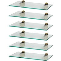 Harbour Housewares 6x Floating Glass Shelves - 40cm - Bathroom Shower Storage Display in Gold