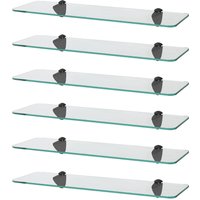 Harbour Housewares 6x Rounded Floating Glass Shelves - 50cm Bathroom Storage Display Unit in Black