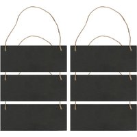 Nicola Spring Rectangle Slate Memo Boards with Rope - 25cm x 10cm - Black - Pack of 6 | Size: 25 cm x 10 cm