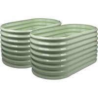 Harbour Housewares Raised Garden Beds - 2x Rounded Bottomless Galvanised Steel Planter 120 x 60 x 60cm in Green | Size: 120 x 60 x 60 cm