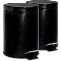 2x Round Bathroom Pedal Bins Stainless Steel Slim Rubbish Dustbin