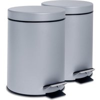 2x Round Bathroom Pedal Bins Stainless Steel Slim Rubbish Dustbin