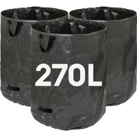 Harbour Housewares 270L Garden Waste Bags with Handles - 3x Large Gardening Rubbish Sacks in Black
