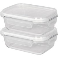Harbour Housewares 640ml Glass Food Storage Containers - Airtight Meal Prep Tubs - 2 Pack in White
