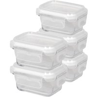 Harbour Housewares 150ml Glass Food Storage Containers - Airtight Meal Prep Tubs - 5 Pack in White