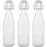 Argon Tableware 520ml Glass Bottles with Swing Top Reusable Water Brewing - Pack of 3 in Clear