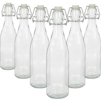 Argon Tableware 520ml Glass Bottles with Swing Top Reusable Water Brewing - Pack of 6 in Clear