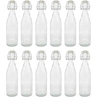 Argon Tableware 520ml Glass Bottles with Swing Top Reusable Water Brewing - Pack of 12 in Clear