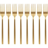 Argon Tableware Stainless Steel Dinner Forks - 19.5cm - Pack of 8 in Gold