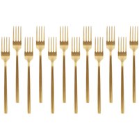 Argon Tableware Stainless Steel Dinner Forks - 19.5cm - Pack of 12 in Gold