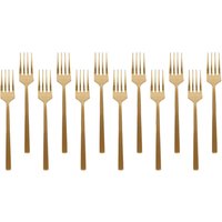 Argon Tableware Stainless Steel Cake Forks - 15cm - Pack of 12 in Gold