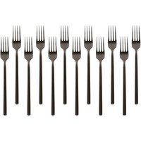 Argon Tableware Stainless Steel Dinner Forks - 19.5cm - Pack of 12 in Black