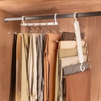 Harbour Housewares Space-Saving Trouser Hangers - 6-in-1 - White - Pack of 2 | Size: 2 Pack
