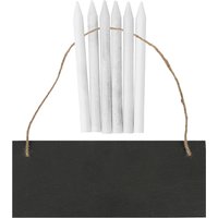 Nicola Spring Rectangle Slate Memo Board with Rope & Chalk Pencils - 25cm x 10cm - Black | Size: 25 cm x 10 cm