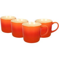 Argon Tableware 330ml Ombre Coffee Mugs - Set of 4 - Glazed New Bone China Tea Mug in Orange