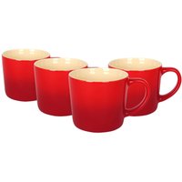 Argon Tableware 330ml Ombre Coffee Mugs - Set of 4 - Glazed New Bone China Tea Mug in Red