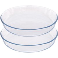 Argon Tableware Round Glass Oven Dishes - 26cm x 26cm - 2x Small Baking Tray in Clear | Size: 26 cm x 26 cm