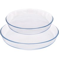 Argon Tableware Round Glass Oven Dish Set - 2 Sizes - 2pc Deep Baking Tray in Clear