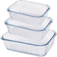 Argon Tableware Rectangular Glass Cake Dish Set - 3 Sizes - Optical Oven Baking Tray in Clear
