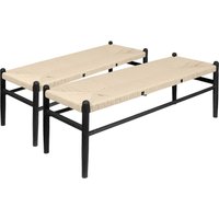 Nicholas Winter Wooden Scandi Danish Style Dining Benches - Black/Natural - Pack of 2 in Black