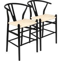 Nicholas Winter Wooden Scandi Danish Style Bar Stools - Black/Natural - Pack of 2 in Black