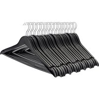 Harbour Housewares 30x Strong Wooden Coat Hangers with 360 Degree Rotatory Hook in Black | Size: 30 Pack
