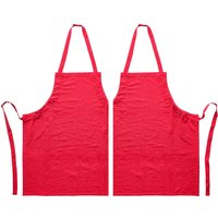 Nicola Spring Cotton Kitchen Bib Aprons - One Size - Pack of 2 in Red