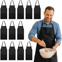 Nicola Spring Cotton Kitchen Bib Aprons - One Size - Pack of 12 in Black