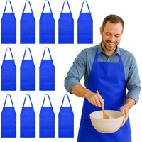 Nicola Spring Cotton Kitchen Bib Aprons - One Size - Pack of 12 in Blue