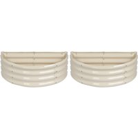 Harbour Housewares Raised Garden Beds - 2x Semi-Circle Bottomless Galvanised Steel Planter 90 x 45cm in Ivory | Size: 90 x 45 cm