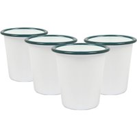Argon Tableware White Enamel Tumblers - 300ml - Pack of 3 in Green